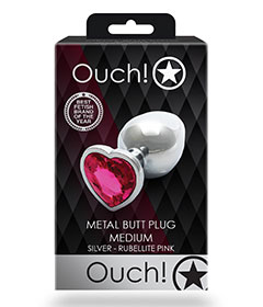 Ouch  Pink Heart Gem Metal Plug Medium