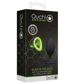 Ouch  Plug W Cockring Ballstrap Glow