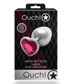 Ouch  Pink Heart Gem Metal Plug Large