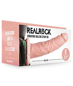 Realrock Hollow Vibe Strapon 8 Inch Flesh