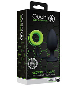 Ouch  Butt Plug W Cockring Glow In Dark