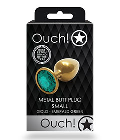 Ouch  Green Gem Metal Gold Plug Small