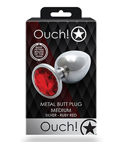 Ouch  Red Gem Metal Plug Medium