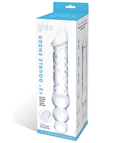 Glas 12in Dbl End Dildo With Anal Beads