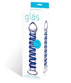 Glas 75in Blue Spiral Glass Dildo