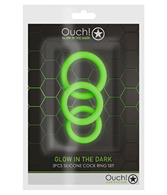 Ouch  Cock Ring Set 3Pc Glow In Dark