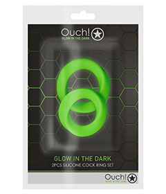 Ouch  Cock Ring Set 2Pc Glow In Dark