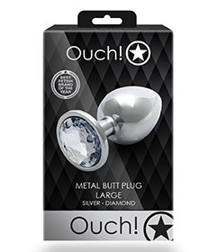 Ouch  Clear Gem Metal Plug Large