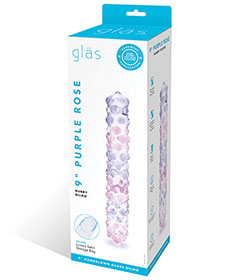 Glas 9in Purple Rose Nubby Dildo