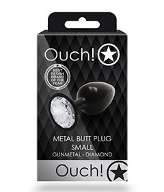 Ouch  Clear Gem Metal Black Plug Small